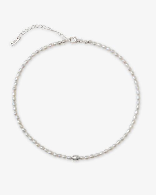 Collar/Choker de Perlas Naturales Barrocas y Detalle Central Oval en Plata de Ley 925 - ALBA