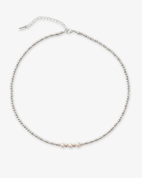 Collar de bolas de Plata de Ley 925 con Trรญo de Perlas - LUA