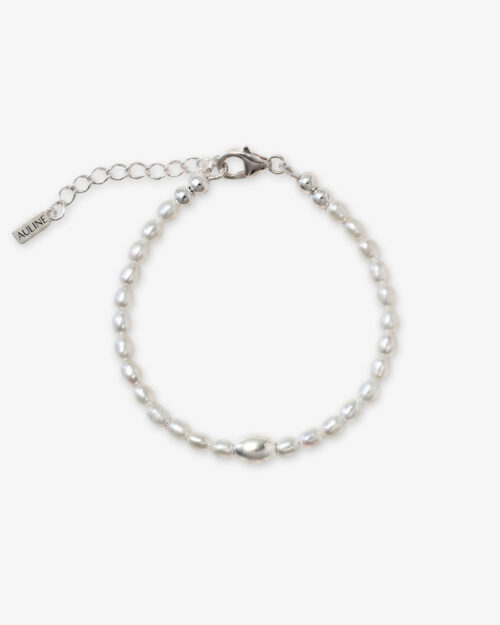 Pulsera de Perlas Naturales Barrocas y Detalle Central Oval en Plata de Ley 925 - ALBA