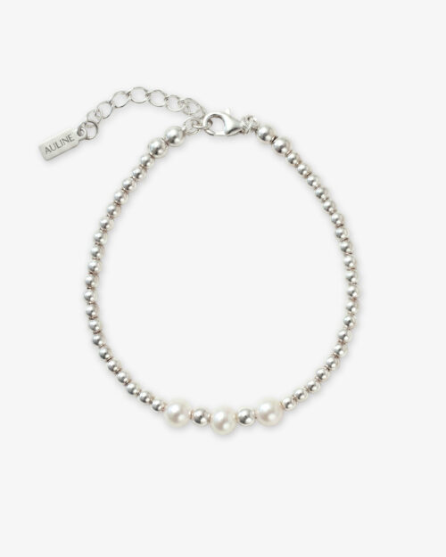 Pulsera de bolas de Plata de Ley 925 con Trรญo de Perlas - LUA